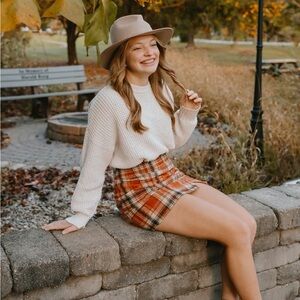 Pink Lily Plaid Mini Skirt